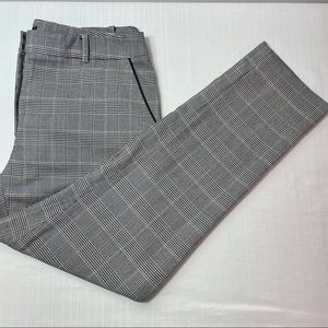 White House Black Market WHBM Plaid Gray Grey Career work Casual Pants